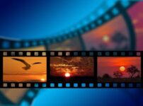 映画フィルムが連なっている様